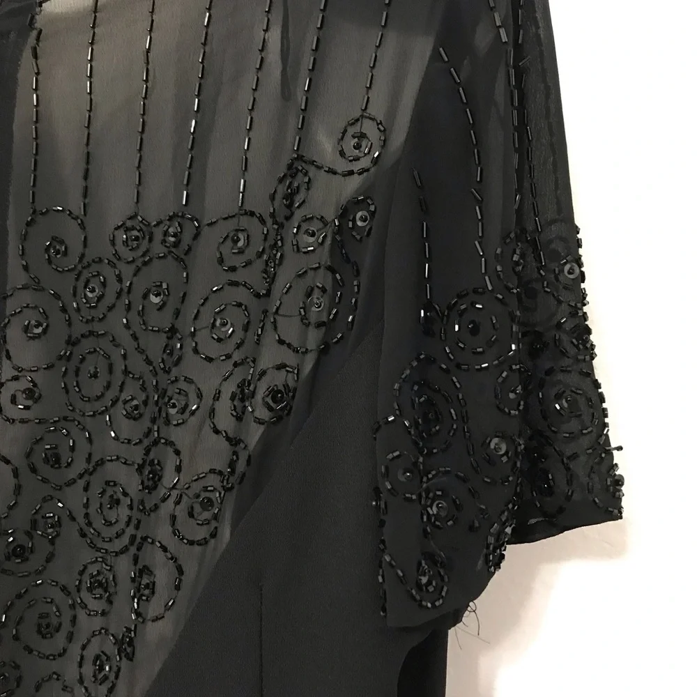 Evening beaded black dress women’s size 10 - Picture 7 of 10